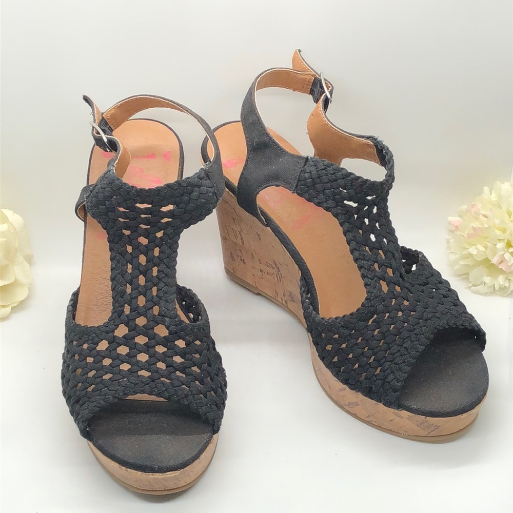 Jelly Pop “Mosaic” Black Wedges